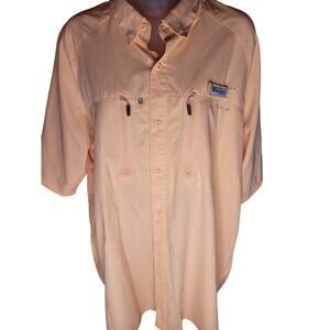 Columbia PFG Mens Shirt Peach Short Sleeve Net Back Sz L